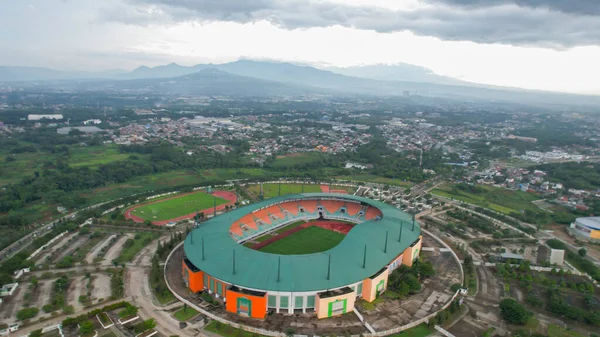 Vista Aérea Del Estadio Más Grande Pakansari Bogor Desde Dron — Foto de Stock