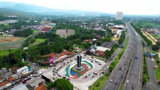 Aerial View Beautiful Tugu Pancakarsa Sentul Circuit Bogor Indonesia April — стокове відео