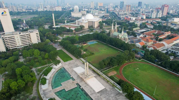 Jakarta Daki Batı Irian Özgürlük Anıtı Nın Hava Manzarası Jakarta — Stok fotoğraf
