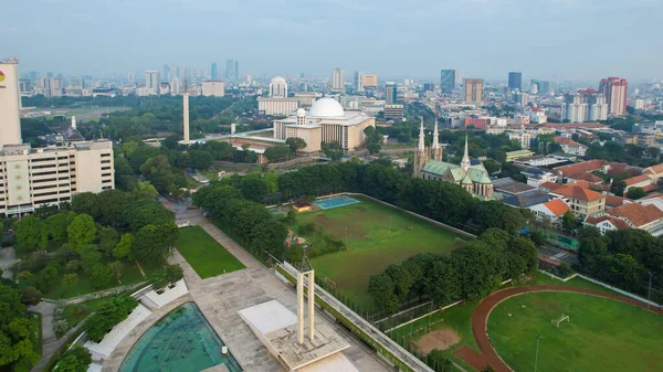 Jakarta Daki Batı Irian Özgürlük Anıtı Nın Hava Manzarası Jakarta — Stok fotoğraf