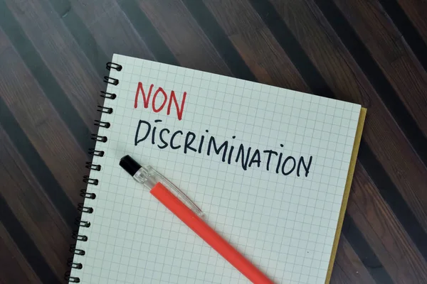 Change Discrimination Non Discrimination Write Book Isolated Wooden Table — ストック写真