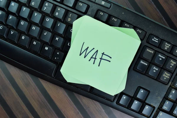 Waf Εφαρμογή Web Firewall Γράφει Αυτοκόλλητες Σημειώσεις Που Απομονώνονται Στο — Φωτογραφία Αρχείου