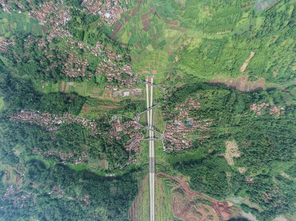 Widok Lotu Ptaka Cisumdawu Twin Tunnel Bandung City Brama Opłat — Zdjęcie stockowe
