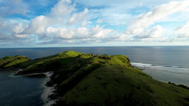 Vedere Aeriană Frumuseții Insulei Merese Hill Lombok Apusul Soarelui West — Videoclip de stoc