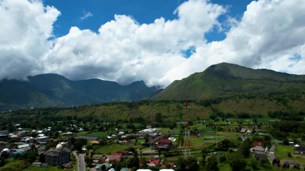 Pemandangan Udara Dari Beberapa Ladang Pertanian Sembalun Sembalun Terletak Lereng — Stok Video