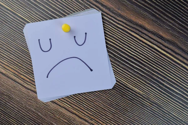 Concept Unhappy Booring Moody Emotion Face Write Sticky Notes Isolated — Stock fotografie