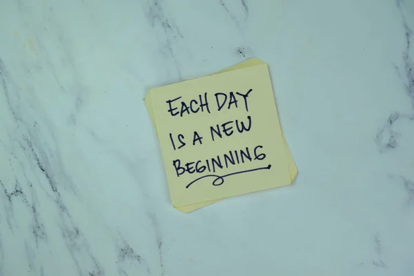 Concept Each Day New Beginning Write Sticky Notes Isolated Wooden — Photo