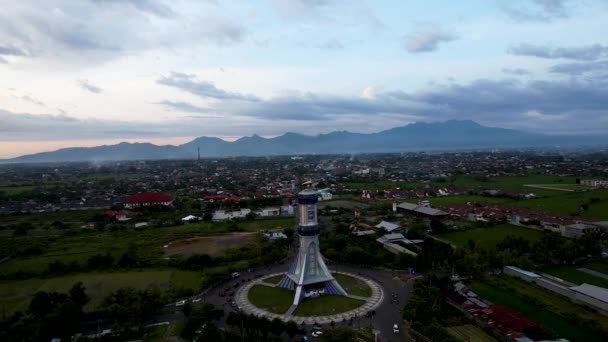 Aerial View Extraordinary Beautiful Building Mataram City Metro Monument Lombok — 图库视频影像