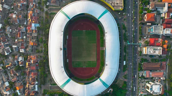 Gürültü Bulutundan Bekasi Nin Büyük Stadyumunun Havadan Görüntüsü Bekasi Endonezya — Stok fotoğraf