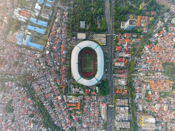 Aerial View Largest Stadium Bekasi Drone Noise Cloud Bekasi Indonesia — ストック写真