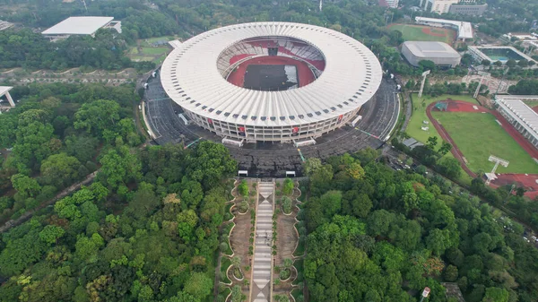 Вид Воздуха Красивый Пейзаж Стадиона Сенаян Шумовым Фоном Джакарта Индонезия — стоковое фото