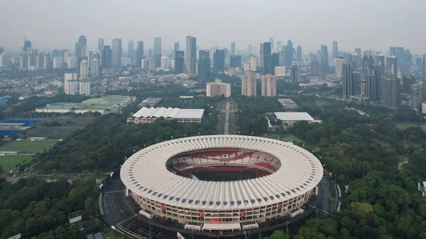 Aerial View Beautiful Scenery Senayan Stadium Noise Cloud Background Jakarta — Foto de Stock