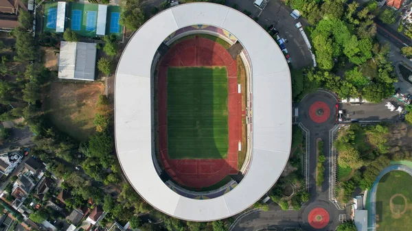 Aerial Top View Beautiful Scenery Manahan Solo Stadium Cityscape Background — Stok fotoğraf