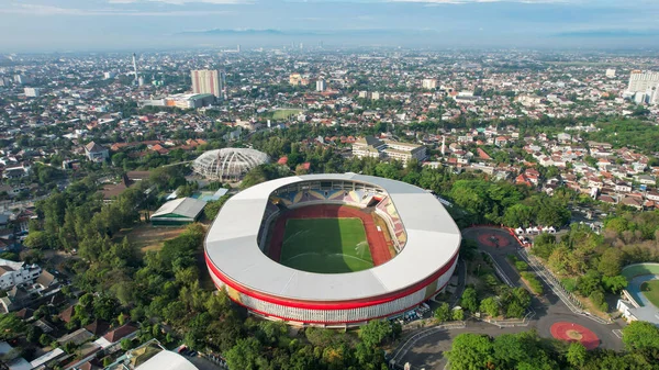 Aerial Top View Beautiful Scenery Manahan Solo Stadium Cityscape Background — Stockfoto