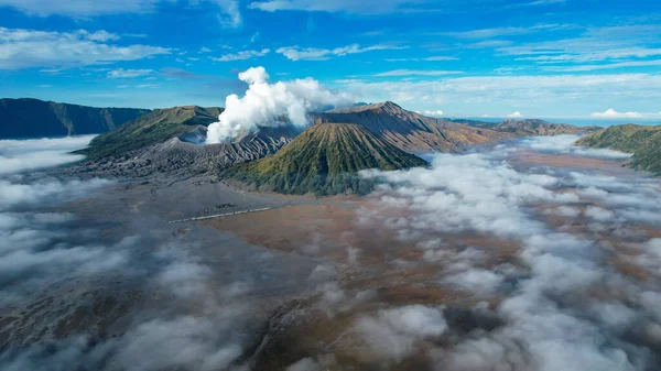 Aerial View Mount Bromo Active Volcano Part Tengger Massif East — Stock Fotó