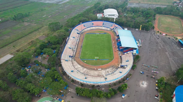 Aerial View Beautiful Scenery Kanjuruhan Stadium Malang Cityscape Background Malang — Foto de Stock