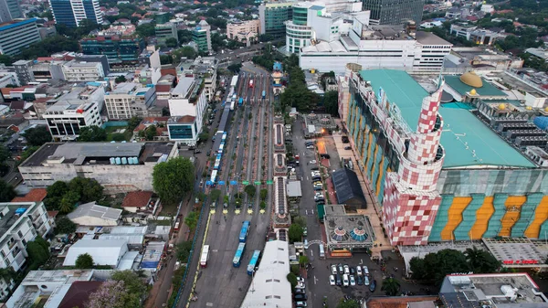 Légi Felvétel Dél Jakarta Blok Intercity Buszpályaudvarra Terminál Legrégebbi Terminál — Stock Fotó