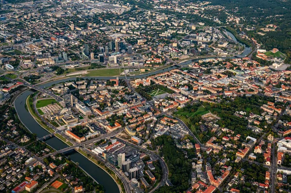 Vue Panoramique Sur Partie Centrale Vilnius Capitale Lituanie Depuis Montgolfière — Photo