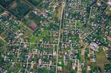 Gökyüzünden Vilnius Litvanya 'daki özel evlerin mimari bölgelerinin görüntüsü