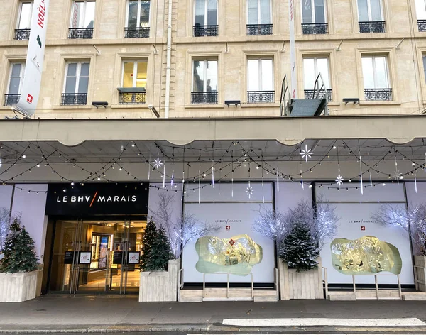 Paris Fransa Kasım 2021 Yılı Ünlü Moda Lüks Mağazanın Noel — Stok fotoğraf