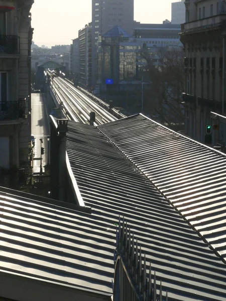 Paris France January 2022 View Bir Hakeim Aerial Bridge Roof — Stok fotoğraf