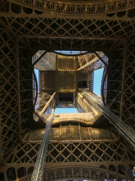 Paris Frankreich Januar 2022 Blick Den Ersten Stock Des Eiffelturms Stockbild