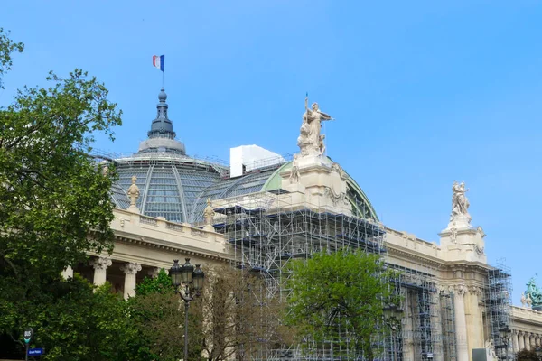 Paris France April 2022 View Scaffolding Installed Historic Monument Grand — Stok fotoğraf