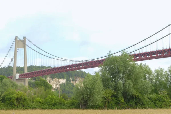 Tancarville Francia Junio 2022 Famoso Puente Colgante Con Cable Que —  Fotos de Stock