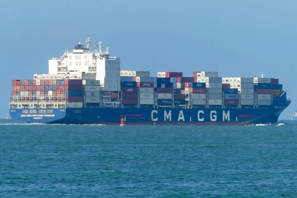 Havre Frankreich Juni 2022 Containerschiff Berühmtes Maritimes Unternehmen Cma Cgm lizenzfreie Stockfotos