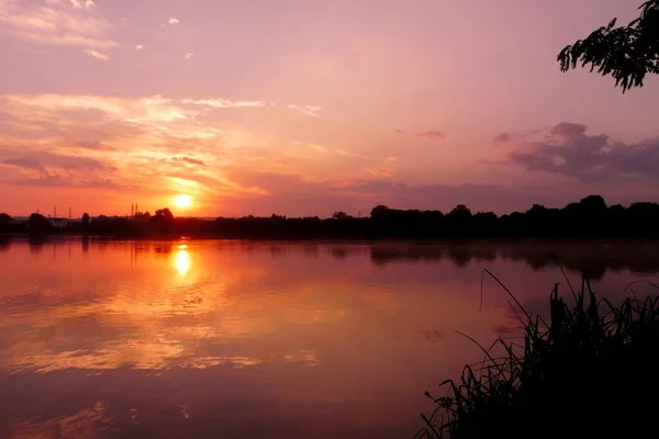 Beautiful Sunrise Sunset Horizon Front Water — Stockfoto