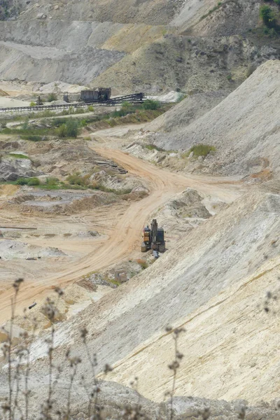 Vista Sobre Uma Pedreira Areia Mineral Local Mineração Superfície — Fotografia de Stock
