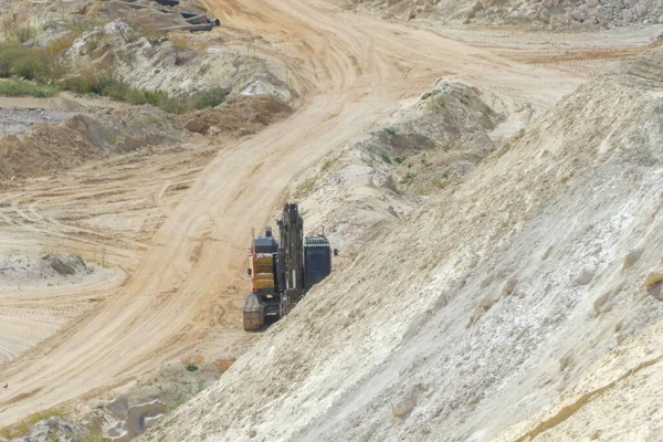 Widok Kamieniołom Piasku Minerałów Obszar Wydobycia Powierzchniowego — Zdjęcie stockowe