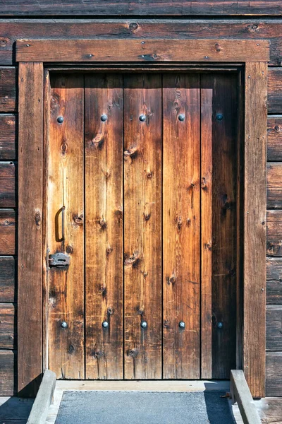 Entrance Dorr Wall Made Edged Wood Material — Zdjęcie stockowe