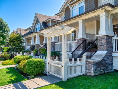 Porch and entrance of residential houses in British Columbia, Canada.