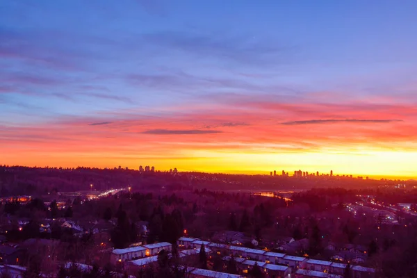 Zona Residenziale Suburbana Sullo Sfondo Del Cielo Tramonto — Foto Stock