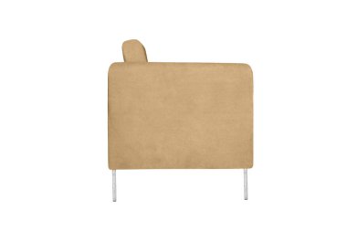 Yan manzara güzel bej kanepe mobilyaları. Beyaz arkaplanda izole