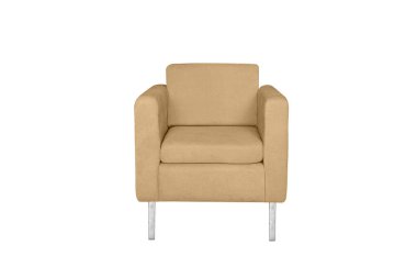 Ön manzara güzel bej koltuk mobilyaları. Beyaz arkaplanda izole