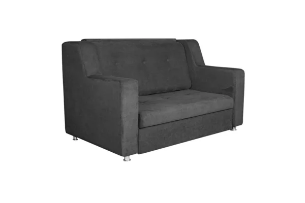 Side View Beautiful Luxury Gray Sofa Furniture Isolated White Background — Stock Photo, Image