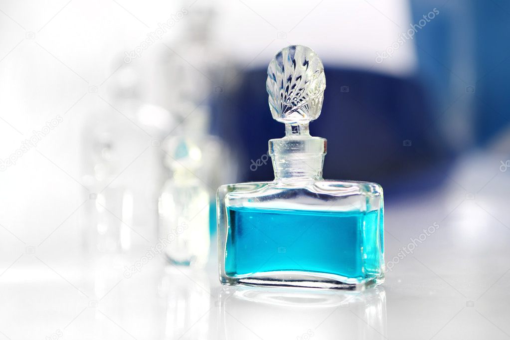 Perfume on a white table