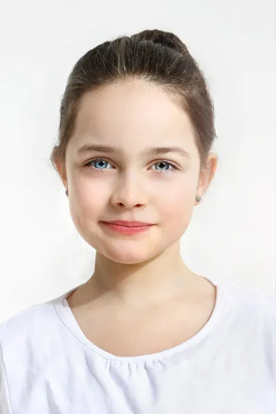 Blue-eyed girl on a white background — Stock Photo, Image