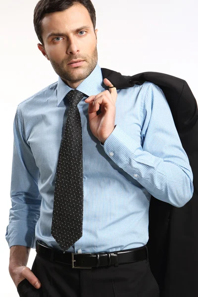 A man with a jacket on a white background — Stock Photo, Image