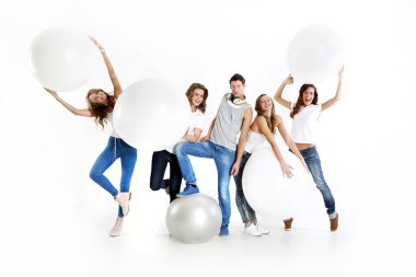 Group of happy young friends clipart