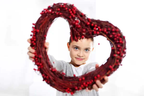 Portrait of a girl with heart — Stock Photo, Image