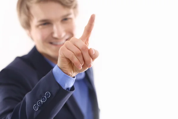 Office worker pointing the finger at ... — Stock Photo, Image