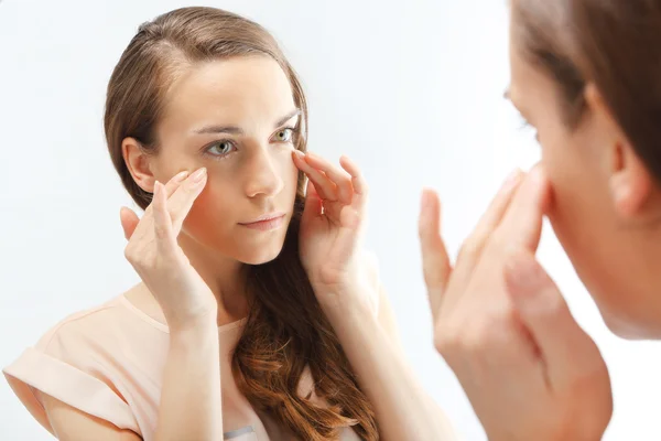 Mimic wrinkles ,signs of skin aging. — Stock Photo, Image