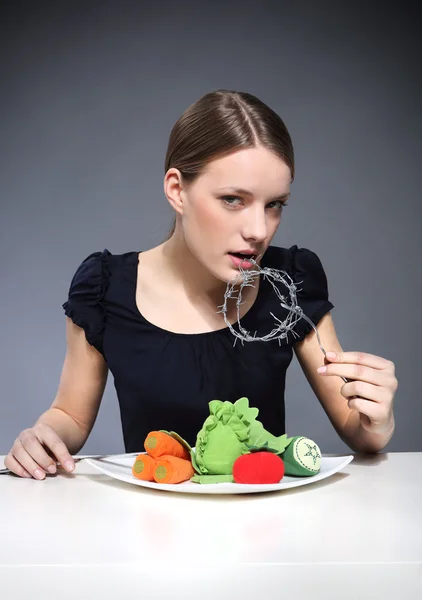 Anorexia, een het eten wanorde. — Stockfoto