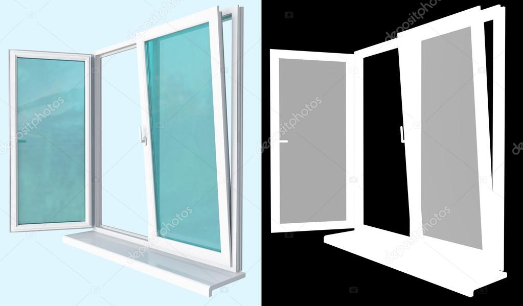 Plastic window with an open flap