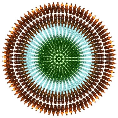 bir daire boş renkli şişeler yerleştirilen