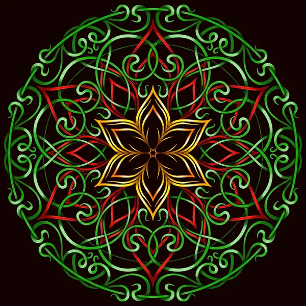 Rund Färgad Mandala Svart Isolerad Bakgrund Mandala Med Blommönster Yogamall — Stockfoto