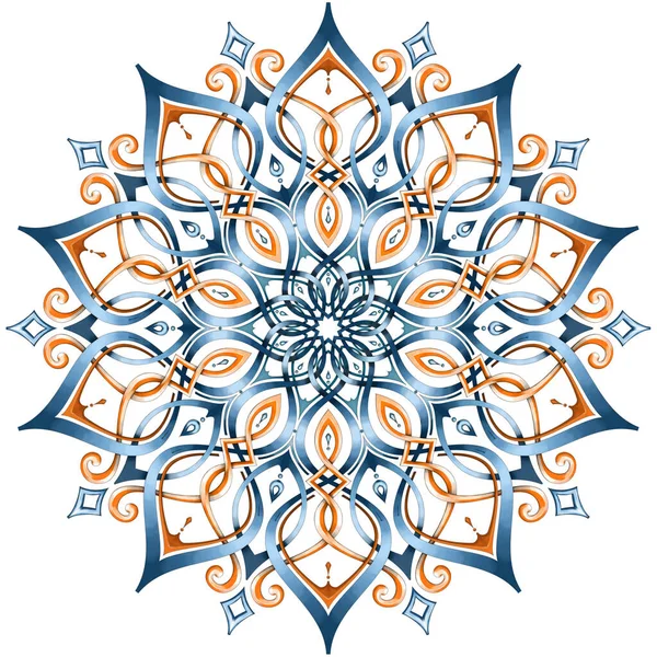 Rund Färgad Mandala Vit Isolerad Bakgrund Mönstrat Designelement Etnisk Amulett — Stockfoto